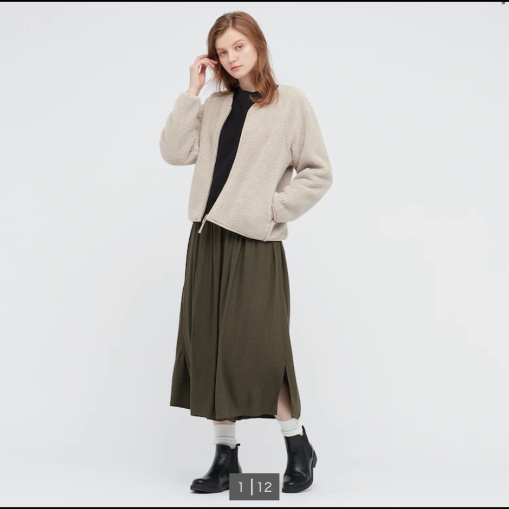White fleece v-neck cardigan